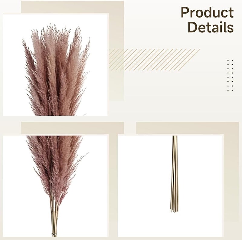 عشب البامباس المجفف ديكور بوهو 44 سم مع ذيول الأرنب للزفاف والمنزل والاصنعها بنفسك - Image 2